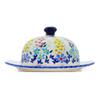 Polmedia Polish Pottery Butter Dish UNIKAT - Breathtaking Butterflies Pattern Handmade in Boleslawiec Poland + Certificate of Authenticity view 3