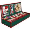 Simple Houseware 41.5" Wrapping Paper Storage Organizer - Fits 40 Rolls with Adjustable Straps, Interior Divider for Ribbons & Bows, 3 Clear Pockets for Gift Bags & Tools, 41.5''L x 16''W, Green view 1