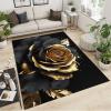 2x4 Runner Rug Luxury Black Gold Rose Rugs for Entryway, Modern Flowers Washable Kitchen Rugs Soft Non Slip Anti Fatigue for Sink Laundry Indoor Hallways view 2