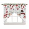 Christmas Swag Curtains, Snowman Poinsettia Pine Tree Swag Valances for Windows Rod Pocket Winter Kitchen Curtains Valances Scalloped Valance/Swag Xmas Window Treatment (36" W x 36" L Each Panel) view 1