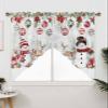 Christmas Swag Curtains, Snowman Poinsettia Pine Tree Swag Valances for Windows Rod Pocket Winter Kitchen Curtains Valances Scalloped Valance/Swag Xmas Window Treatment (36" W x 36" L Each Panel) view 3