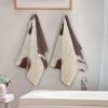 COVASA Brown Beige Cow Print Hand Towels for Bathroom Set of 2,Soft Absorbent Rustic Western Cowhide Farm Animal Kitchen Dish Towels,Decorative Guest Bathroom Towels for Face,Hair,Gym,Shower 14"x28" view 3