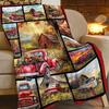 Red Trucks Blanket Gifts for Girls Boys Women Farm Flower Throw Blankets Farmhouse Old Barn Truck Fleece Flannel Stuff Soft Lightweight Country Plush Blanket for Kids Teen Adult Bed Sofa Decor 60"x50" view 2