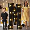 Pooqla 4 FT Marquee Light Up Letters, Black Marquee Letter Lights 4 Feet Tall, Giant Letter Sign Big Mosaic Letters for Balloons Birthday Party Anniversary Wedding Decorations, Warm White Letter M view 1