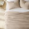 EverGrace Cotton Gauze Matelass Coverlet Set, Queen Size, Khaki Tan view 2