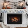 Thanksgiving Fall Mantel Scarf for Fireplace Decorations,Blue White Pumpkin Eucalyptus Beige Fireplace Mantel Scarves Mantel Dresser Cover Runner for Christmas/Thanksgiving/Halloween/Fall,60"x17" view 4