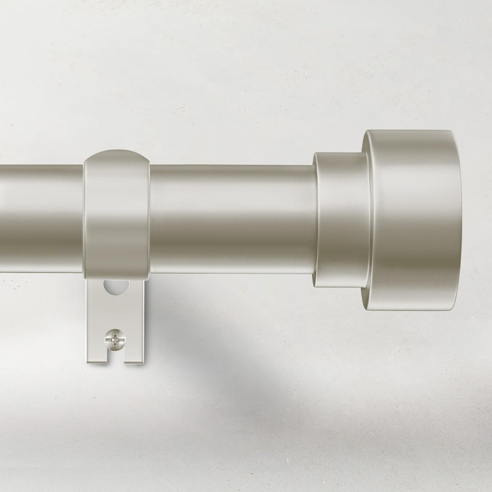 Curtain Rods for Windows 32 to 240, 1 Inch Adjustable Heavy Duty Long Window Curtain Rod with Simple End Caps, Outdoor Drapery Rods for Patio, Size 32"-240", Brushed Nickel