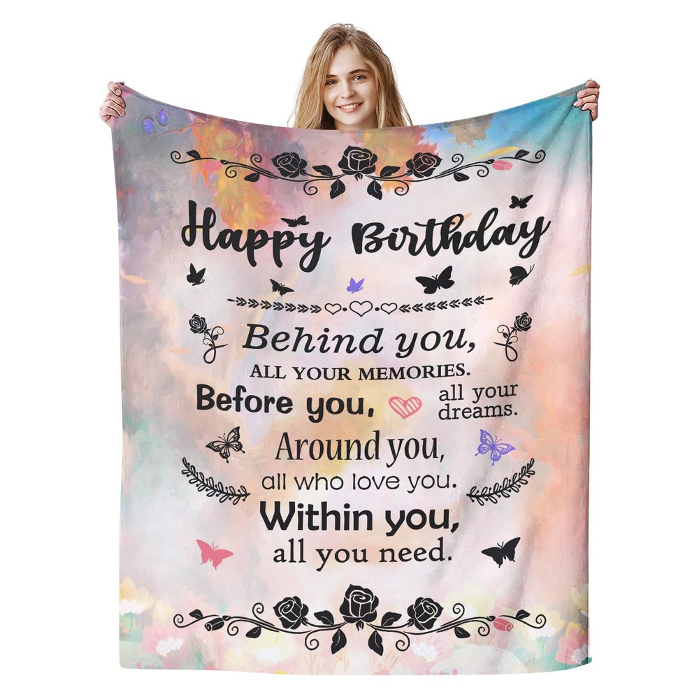 COMFAR Happy Birthday Gifts for Women, Unique Birthday Decorations, for Her 50" x 60"