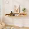 FABATO 59'' Floating TV Stand with LED Light Power Outlet, Floating Shelf for Under TV Wall Mount with Storage Shelf, Media Console Entertainment Center for Living Room, Natural Wood view 2