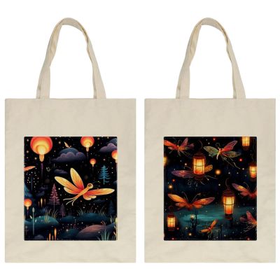 Your Perfect Pack Canvas Tote Bags: Aesthetic, Durable, and Reusable for Summer Travel, Beach Outings, and Grocery Shopping,Fireflies at Night-1503