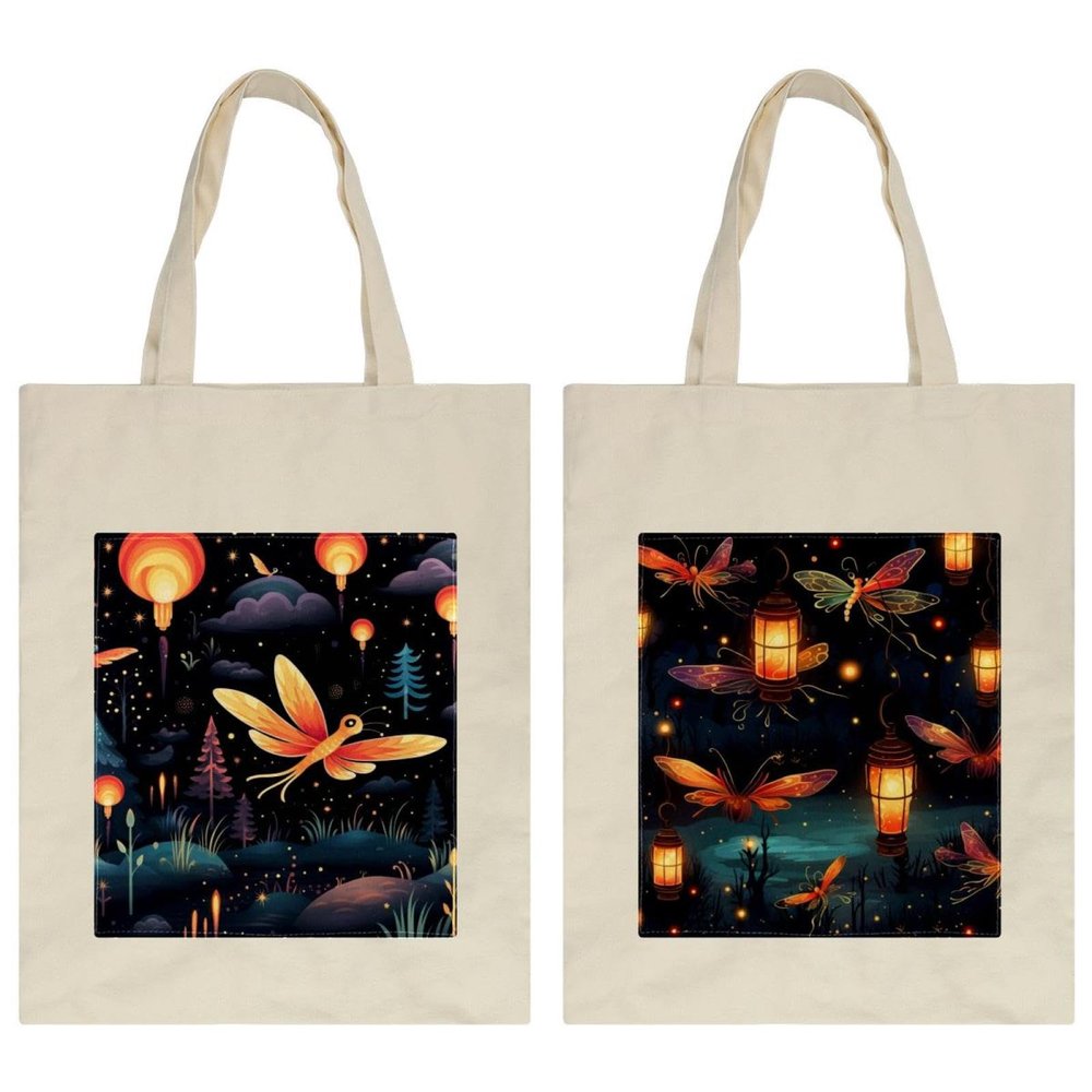 Your Perfect Pack Canvas Tote Bags: Aesthetic, Durable, and Reusable for Summer Travel, Beach Outings, and Grocery Shopping,Fireflies at Night-1503