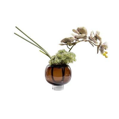 eexbz Artificial Flower Light Luxury Brown Glass Vase Flower Arrangement Artificial Flower Ornaments Bedroom Bedside Table Flower Decoration Flowers Artificial for Decoration