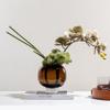 eexbz Artificial Flower Light Luxury Brown Glass Vase Flower Arrangement Artificial Flower Ornaments Bedroom Bedside Table Flower Decoration Flowers Artificial for Decoration view 4