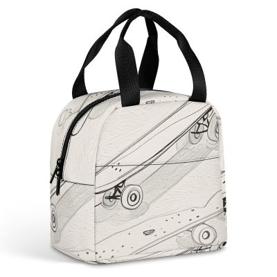 LFDSPYJE Insulated Lunch Bag Skateboard Sketch Cooler Bag for Women Men Reusable Leakproof Lunch Box Adult Large Tote Bag Meal Prep Containers for Office Work Picnic Beach