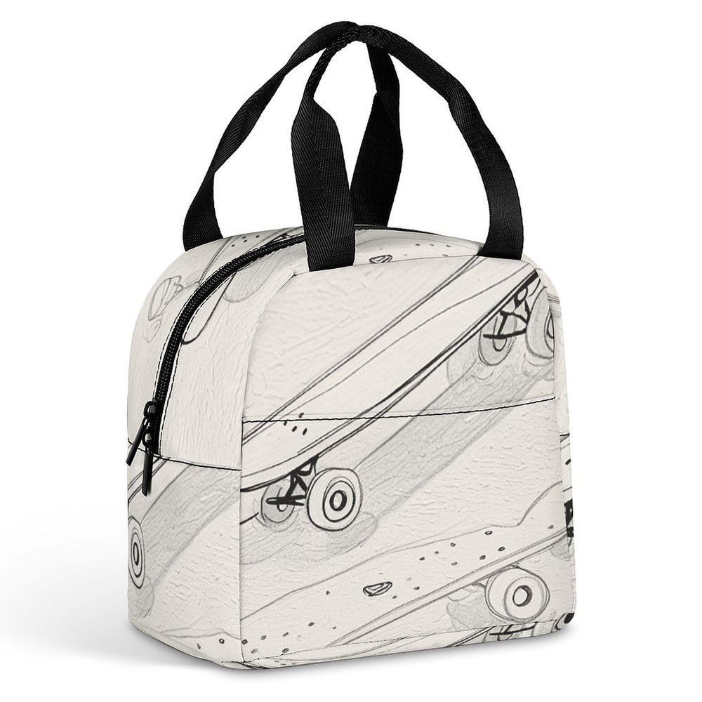 LFDSPYJE Insulated Lunch Bag Skateboard Sketch Cooler Bag for Women Men Reusable Leakproof Lunch Box Adult Large Tote Bag Meal Prep Containers for Office Work Picnic Beach