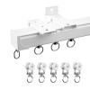 Curtain aluminum Track with Roller, Ceiling or Wall Mount Track Kit, Easy Install, for Living Room Bedroom Drop Ceiling Shower, Ceiling Mount for Curtain Rail with Track Curtain System(White,0.5m(1.6f view 1