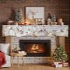 White Pumpkin Mantel Scarf for Fireplace Decorations,Thanksgiving Fall Sunflower Wheat Wood Grain Fireplace Mantel Scarves Mantel Dresser Cover Runner for Christmas/Thanksgiving/Halloween/Fall,60"x17" view 2
