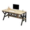 XUEERS Office DeskComputer DeskWriting DeskWooden Desktop and Metal Frame with Storage Rack, Suitable for Home Office, Office and Other Scenes(Beige A,47.2in*23.6in*29.1in) view 1