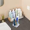 Gold Toothbrush Holder 3 Slots Toothbrush Holders Stainless Steel Toothbrush Stand with Marbling Base Minimalist Toothpaste Toothbrush Holder for Bathroom Organizer view 2