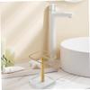 Gold Toothbrush Holder 3 Slots Toothbrush Holders Stainless Steel Toothbrush Stand with Marbling Base Minimalist Toothpaste Toothbrush Holder for Bathroom Organizer view 3
