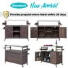 Kennkari Outdoor Rolling Kitchen Island on Wheels with Storage Cabinet, Solid Wood Island Table, Mobile Kitchen Cart with Stainless Steel Top, Farmhouse Grill Cart (Dark Brown) view 2