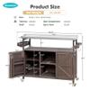 Kennkari Outdoor Rolling Kitchen Island on Wheels with Storage Cabinet, Solid Wood Island Table, Mobile Kitchen Cart with Stainless Steel Top, Farmhouse Grill Cart (Dark Brown) view 3