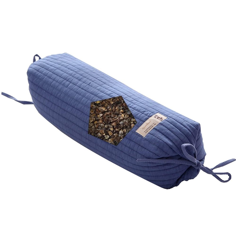 DSOPHORAT Buckwheat Pillow, Bed Pillow, Organic buckwheat Pillow Cylindrical Shape, Improve Sleep Quality, buckwheat Husk Pillow Relieve Fatigue Comfortable(Blue)
