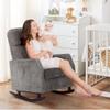 ALPHA HOME Rocking Chair, Glider Chair for Nursery with Lumbar Pillow, High Back Rocker Armchair with Solid Wood Legs for Indoor Living Room, Baby Room, Bedroom(Grey) view 3