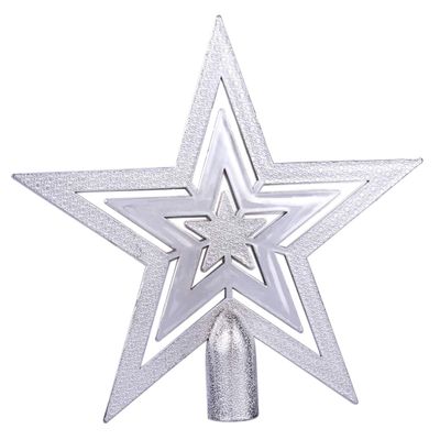 LIOOBO Christmas Tree Topper: Christmas Star Treetop, Christmas Ornaments Decorative Tree Star 8Inch Silver