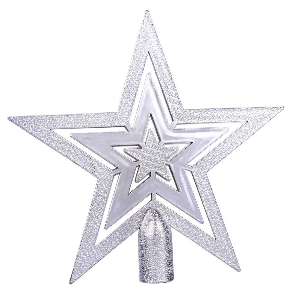 LIOOBO Christmas Tree Topper: Christmas Star Treetop, Christmas Ornaments Decorative Tree Star 8Inch Silver