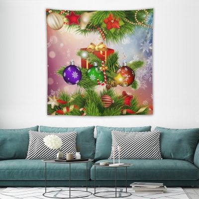 HZOHNAGO Christmas Tapestry Blue Merry Xmas Glitter Sparkle Christmas Gift Pattern Printed Wall Tapestry Wall Hanging for Bedroom Living Room Dorm 60" W x 60" H