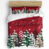 Boanket Red Christmas Tree 3 Pieces Bedding Set Cal. King Size, Green Beige Plaid Xmas Tree Soft Duvet Cover Set Comforter Cover Set with Zipper Closure, Winter Snowflake Breathable Bedding Set view 1
