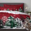 Boanket Red Christmas Tree 3 Pieces Bedding Set Cal. King Size, Green Beige Plaid Xmas Tree Soft Duvet Cover Set Comforter Cover Set with Zipper Closure, Winter Snowflake Breathable Bedding Set view 4