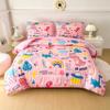MWMWMW 5 Pcs Pink Dinosaur Comforter Set Queen, Pink Bedding Set Queen for Girls, Rainbow Dinosaur Bedding Sets for Girls Kids with 1 Comforter, 1 Flat Sheet, 1 Fitted Sheet and 2 Pillowcases view 2