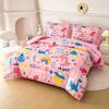 MWMWMW 5 Pcs Pink Dinosaur Comforter Set Queen, Pink Bedding Set Queen for Girls, Rainbow Dinosaur Bedding Sets for Girls Kids with 1 Comforter, 1 Flat Sheet, 1 Fitted Sheet and 2 Pillowcases view 3