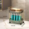 YIONEWIN Acrylic Storage Trolley, Bathroom Kitchen Rolling Utility Cart Mobile Organization Shelves with Handle and Lockable Wheel(Green,2 Tier) view 2