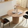 Dining Table for 4-6, 47.2 Round Dining Table, MDF Handcraft Pedestal Dining Room Table, Modern Leisure Kitchen Table Coffee Table for Kitchen, Dining Room, Living Room, Apartment, Oak view 1