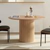 Dining Table for 4-6, 47.2 Round Dining Table, MDF Handcraft Pedestal Dining Room Table, Modern Leisure Kitchen Table Coffee Table for Kitchen, Dining Room, Living Room, Apartment, Oak view 3