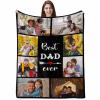 ArteKunsty Personalized Best Dad Ever Throw Blanket, 8 Photos Customized Flannel Blanket Happy Father's Day Birthday Family Blanket Home Decoration Travel Picnic Blanket Lightweight Blanket view 1