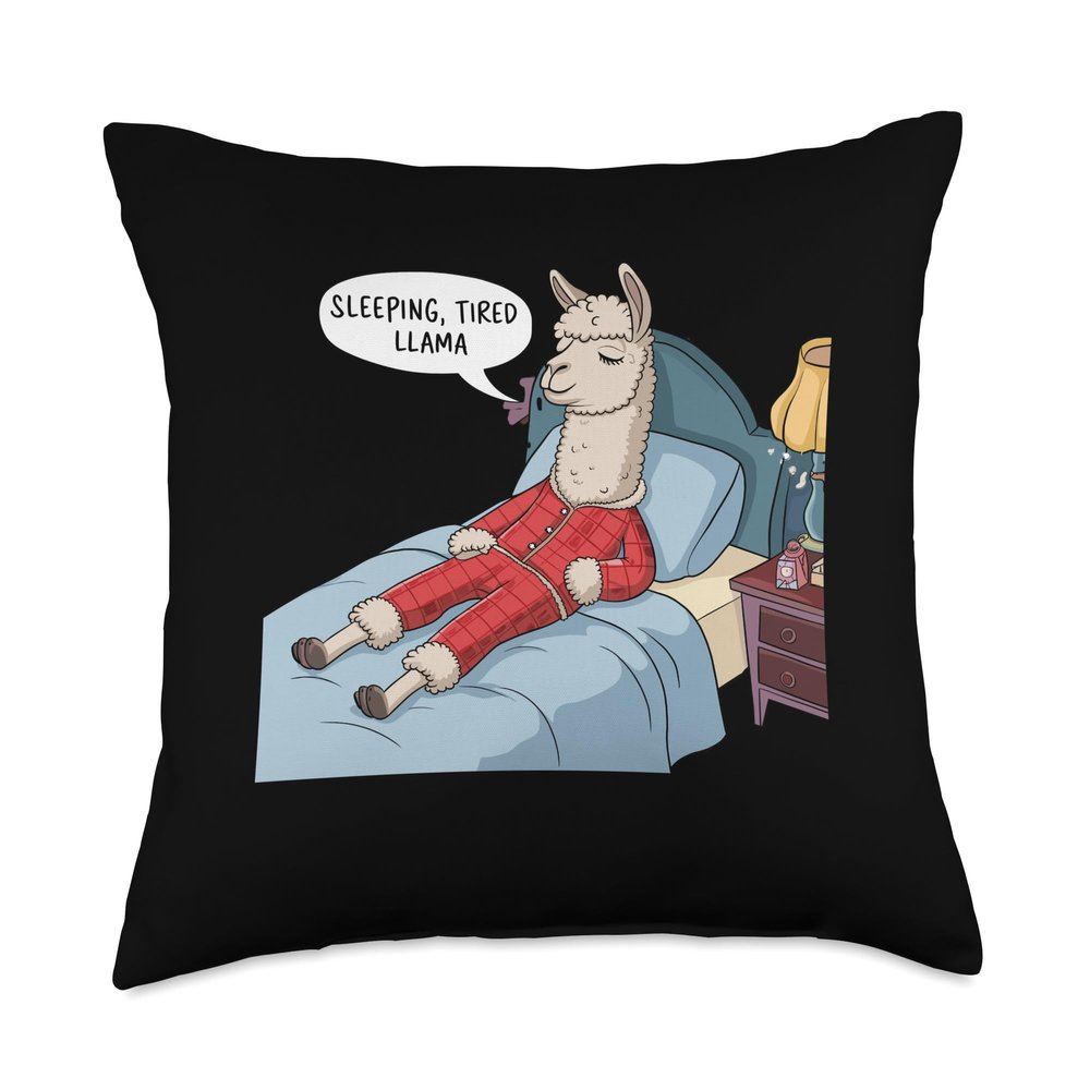 Alpaca Llama with Red Buffalo Plaid Pajamas Girl Boy Llama Throw Pillow