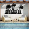 Bestome Surfboard Plam Metal Wall Decor, Beach Wall Decor, Coastal Decor, Metal Surfboard, Beach Themed Room Decor, Surfboard Wall Decor, Plam Tree Metal Wall Art (Black, 53"x29"|135x73 cm) view 1