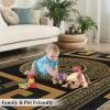 2x4 Runner Rug Retro Black Gold Greek Key Meander Rugs for Entryway, Luxury 3D Geometric Gold Print Washable Kitchen Rugs Soft Non Slip Anti Fatigue for Sink Laundry Indoor Hallways view 4