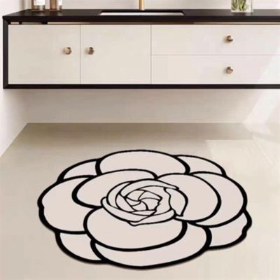 ALISSE Fashion Flowers Shape Bath Mat Rugs for Bathroom Floor, Tub and Shower Bath DecorNon-Slip Camellia Bathmats Soft Quick Drying Bath Rugs Bathroom Mats(C,35x35in)