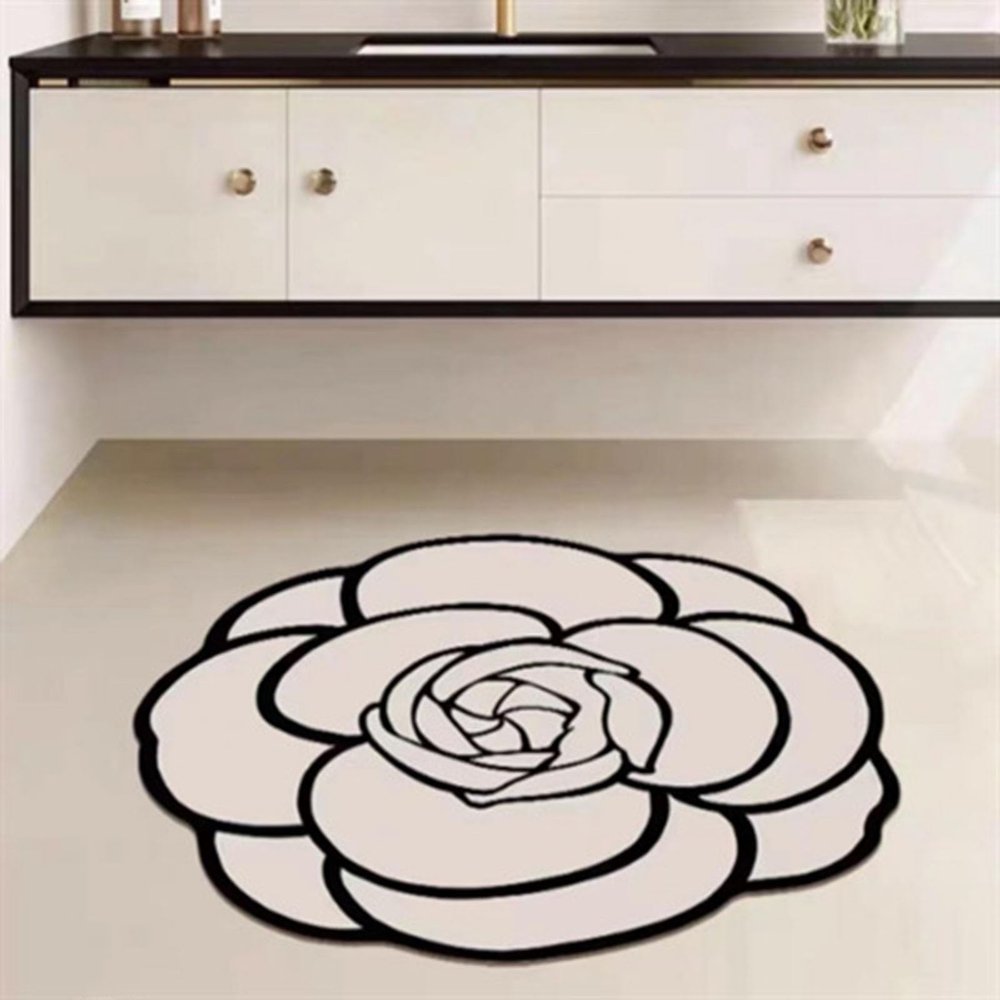 ALISSE Fashion Flowers Shape Bath Mat Rugs for Bathroom Floor, Tub and Shower Bath DecorNon-Slip Camellia Bathmats Soft Quick Drying Bath Rugs Bathroom Mats(C,35x35in)