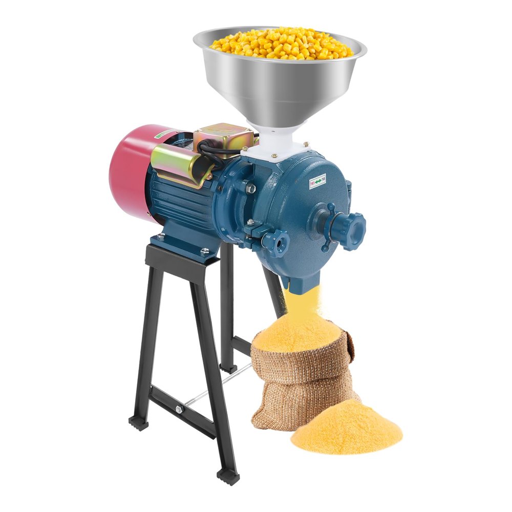 RocoReny Electric Grain Grinder Mill, 2200W 110V Corn Grinder with Funnel, Commercial Electric Feed Mill Dry Grinders, Rice Corn Grain Coffee Wheat Feed Flour Mill (2200W, 110V)
