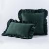 ALISSE Ruffled Solid Throw Pillow Covers Velvet Square Cushion Case Decorative for Sofa Couch Bed Living Room Bedroom Farmhouse Retro Home Pillowcase(C,17x17in) view 1