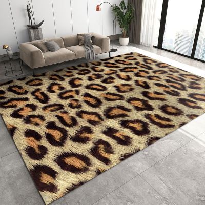 6x9 Area Rugs Brown Leopard Print Living Room Rugs, Vintage Cheetah Classroom Rug with Carpet Non-Slip Backing for Bedroom Office Home Decor