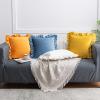 ALISSE Ruffled Solid Throw Pillow Covers Velvet Square Cushion Case Decorative for Sofa Couch Bed Living Room Bedroom Farmhouse Retro Home Pillowcase(D,11.8x19.7in) view 2