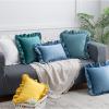 ALISSE Ruffled Solid Throw Pillow Covers Velvet Square Cushion Case Decorative for Sofa Couch Bed Living Room Bedroom Farmhouse Retro Home Pillowcase(D,11.8x19.7in) view 3
