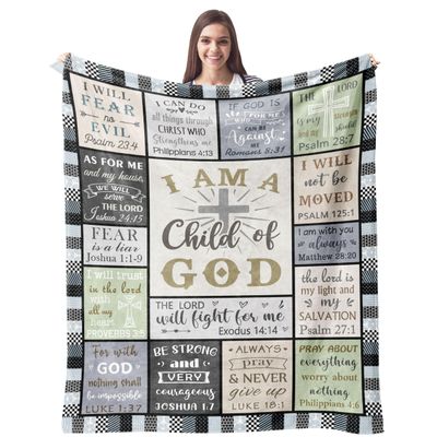 CUJUYO Christian Gifts for Men Women Blanket 60"x50" - Inspirational Religious Birthday Gifts - Baptism Confirmation Gift for Boys Girls - Catholic Spiritual Gift for Men Women